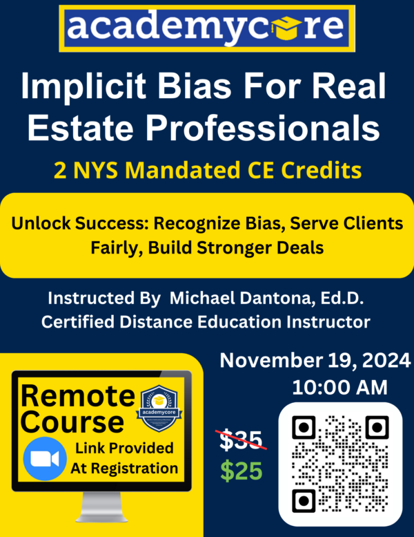Implicit Bias For Real Estate Professionals - 11/19/24 - Remote Class